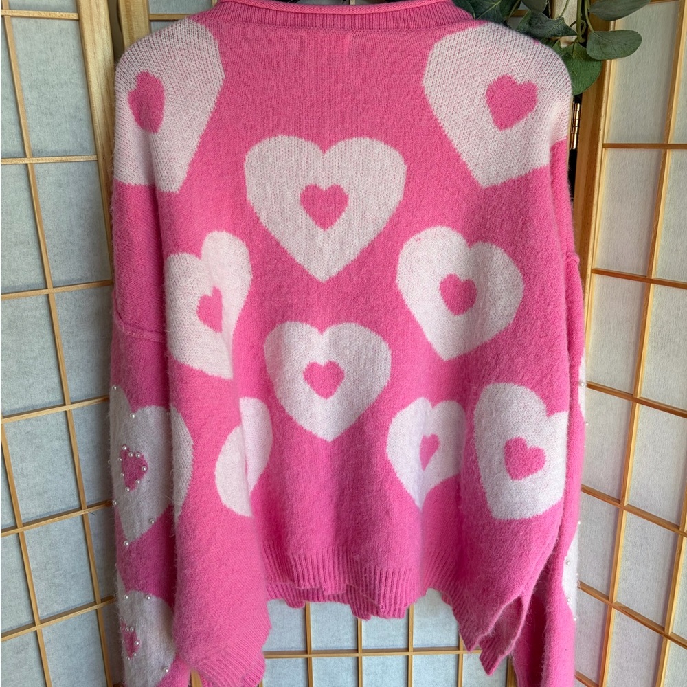 Cozy Pink Heart Sweater - Picture 3 of 3